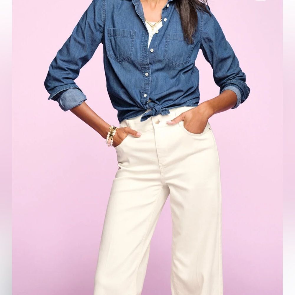 Talbots medium  chambray button up casual top